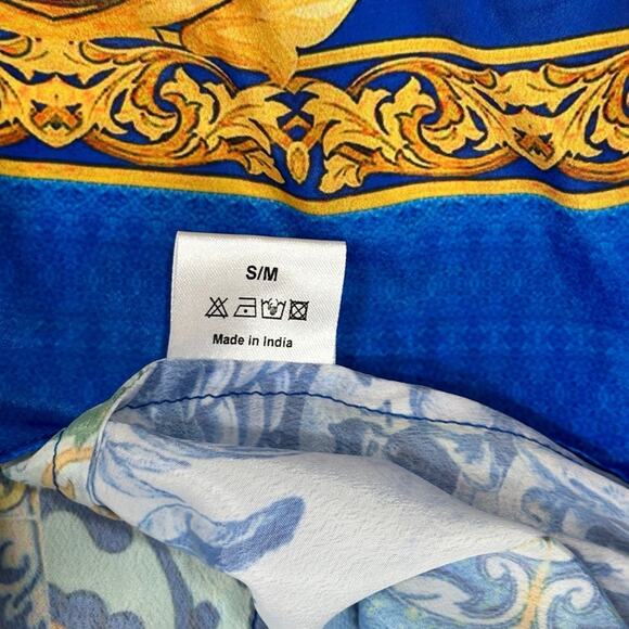 NWOT Shahida Paradies HIGH LOW RUFFLE BLUE DRESS SZ M/L $449 - Picture 10 of 13